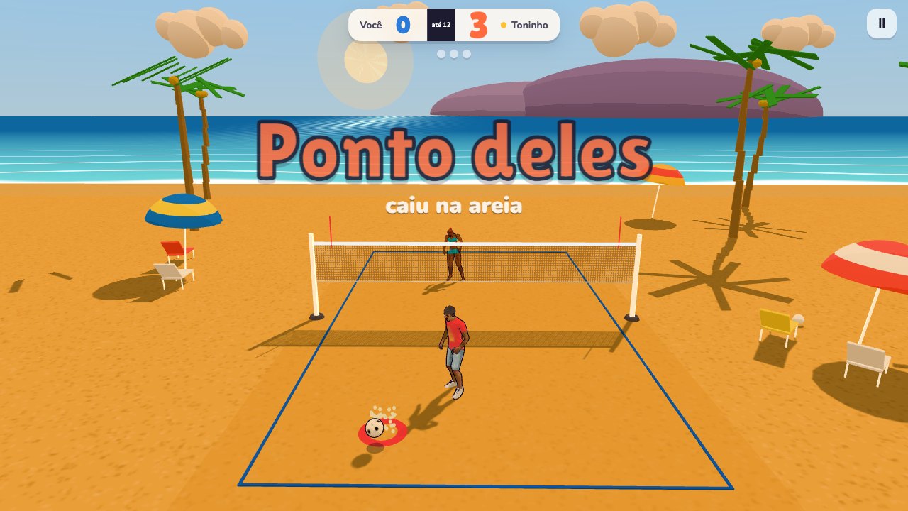 A dupla posicionada na quadra de areia antes do saque