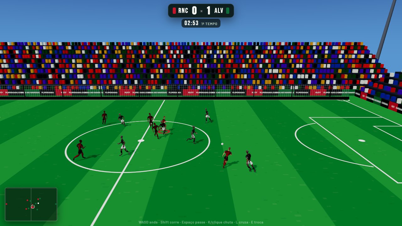 Gol marcado no fut7, com o placar na tela